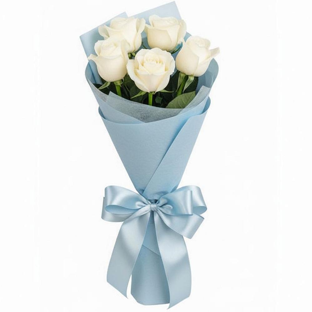 Букет 5 Белых роз Проуд в Аннино