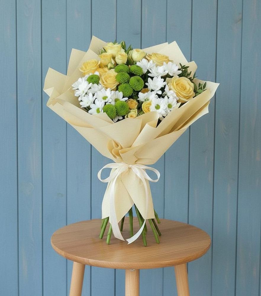 Букет цветов из: Хризантемы и Розы в Аннино