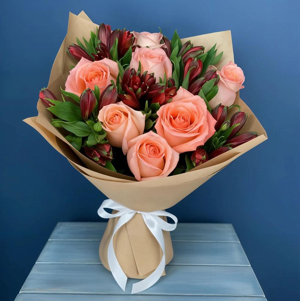 Букет цветов из: Розы и Альстромерии в Аннино