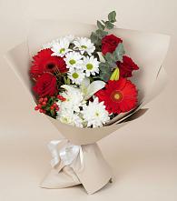 Букет цветов из:  Розы, Хризантемы, Герберы и Лилии в Аннино