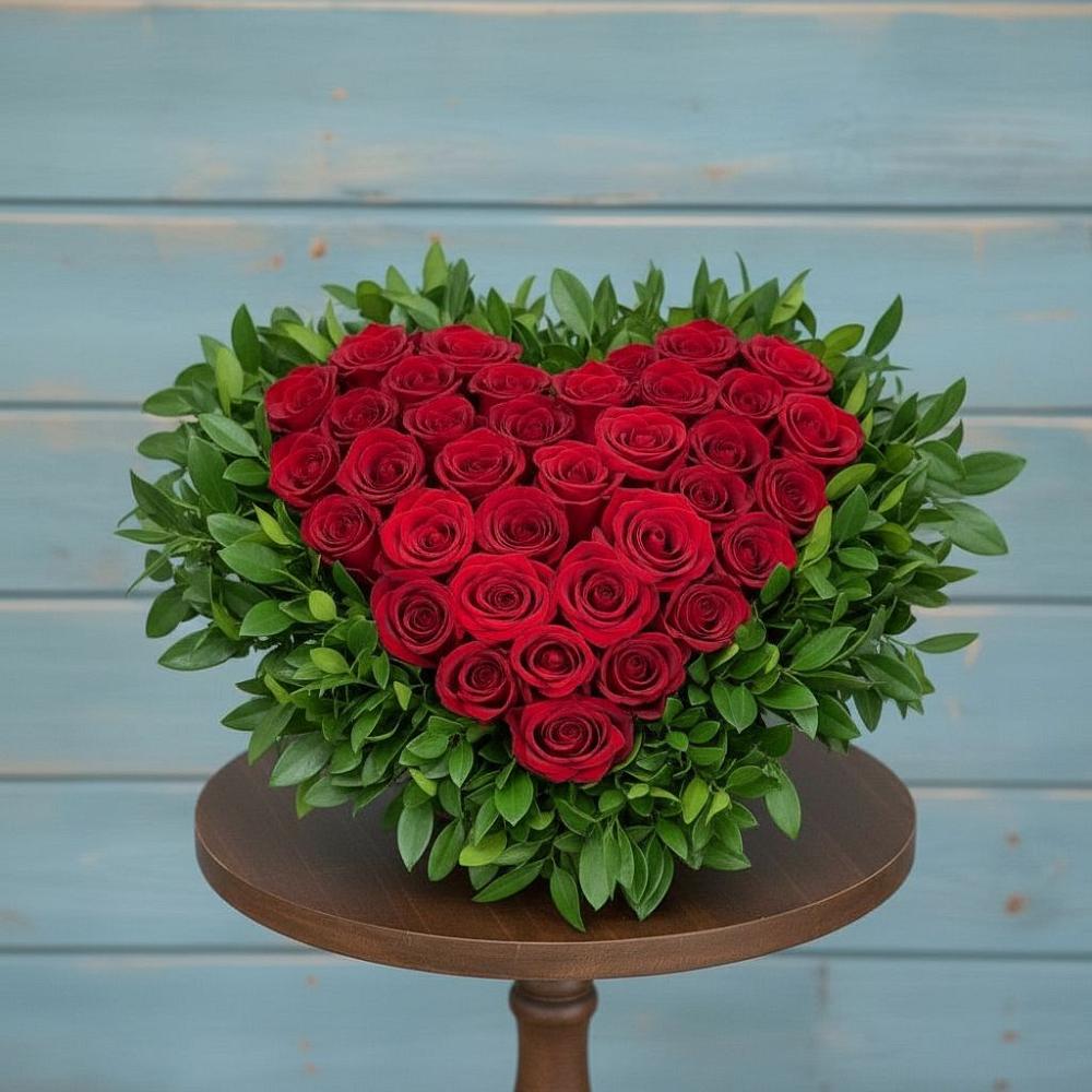 Цветочная композиция из Розы в виде сердца в Аннино