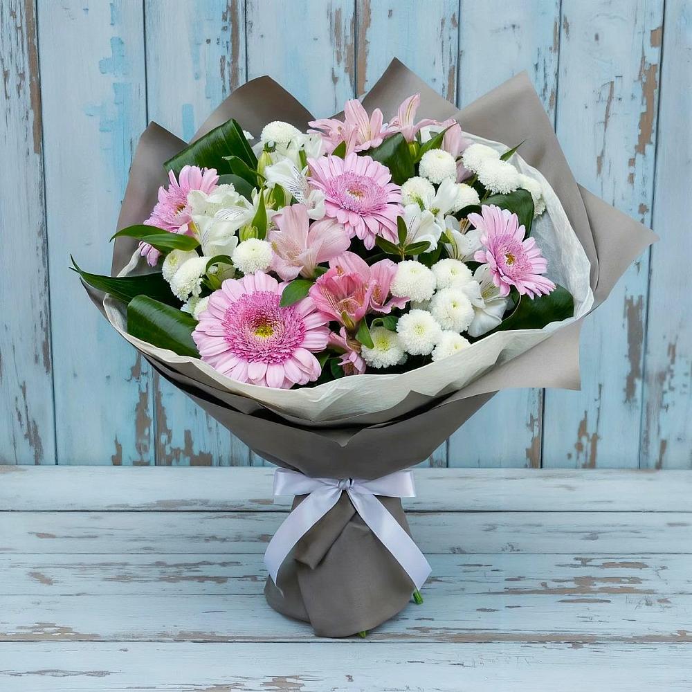 Букет цветов из: Герберы, Альстромерии и Хризантемы в Аннино